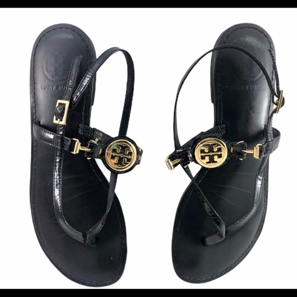 Tory Burch Ali Black Slingback Thong Sandals - Picture 2 of 8